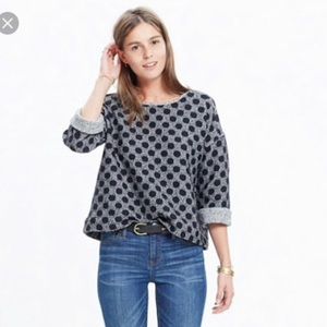 Madewell Black Reversible Marled Dot Top - Sz S